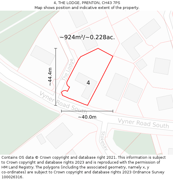 4, THE LODGE, PRENTON, CH43 7PS: Plot and title map