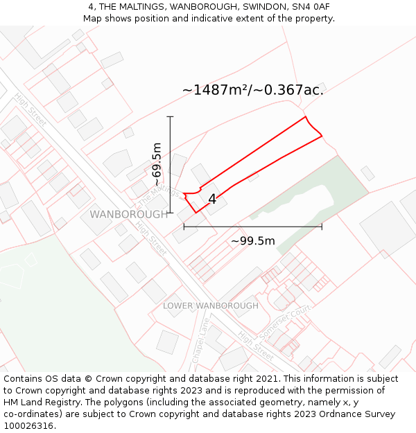 4, THE MALTINGS, WANBOROUGH, SWINDON, SN4 0AF: Plot and title map