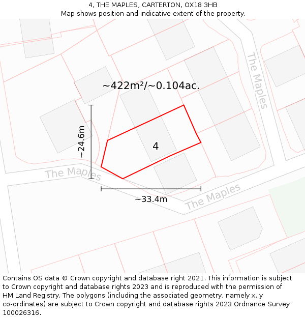 4, THE MAPLES, CARTERTON, OX18 3HB: Plot and title map