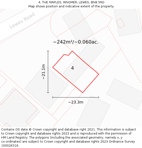 4, THE MAPLES, RINGMER, LEWES, BN8 5RG: Plot and title map