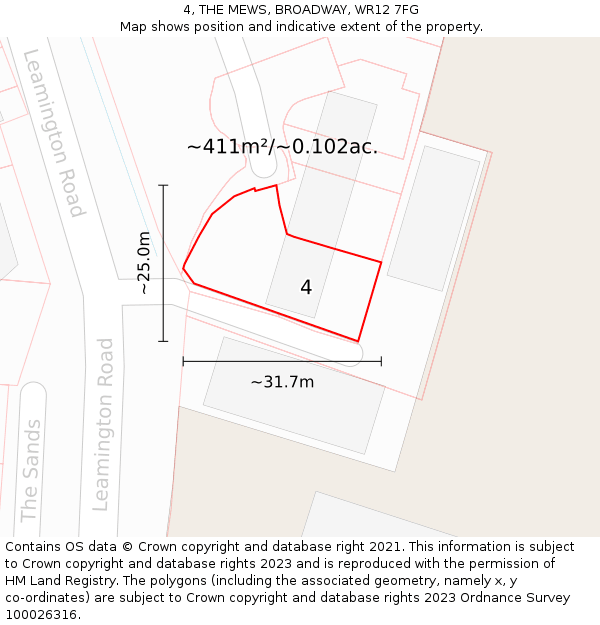 4, THE MEWS, BROADWAY, WR12 7FG: Plot and title map