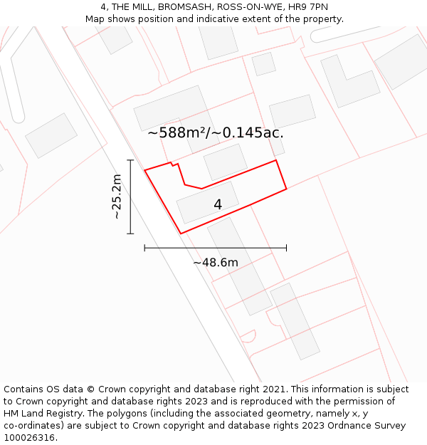 4, THE MILL, BROMSASH, ROSS-ON-WYE, HR9 7PN: Plot and title map