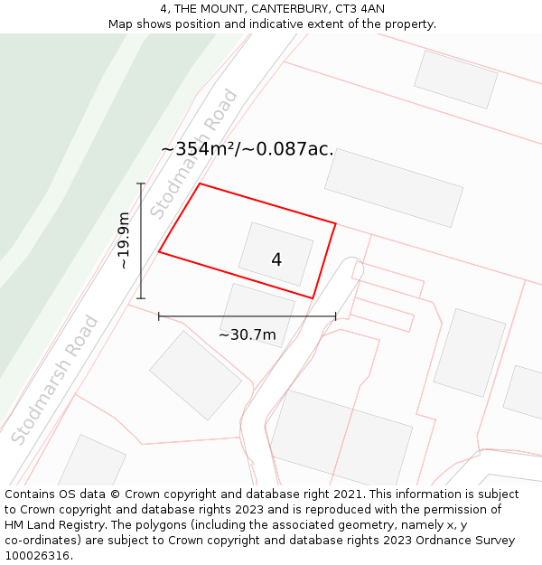 4, THE MOUNT, CANTERBURY, CT3 4AN: Plot and title map