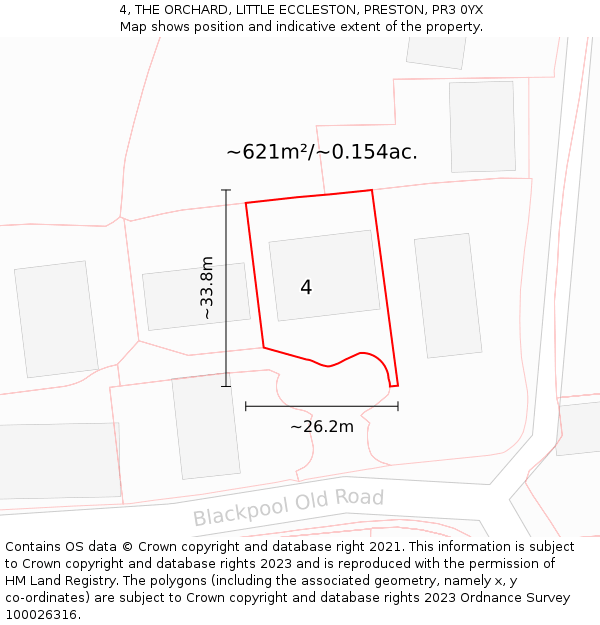 4, THE ORCHARD, LITTLE ECCLESTON, PRESTON, PR3 0YX: Plot and title map