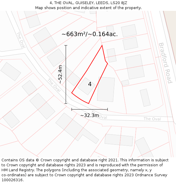 4, THE OVAL, GUISELEY, LEEDS, LS20 8JZ: Plot and title map