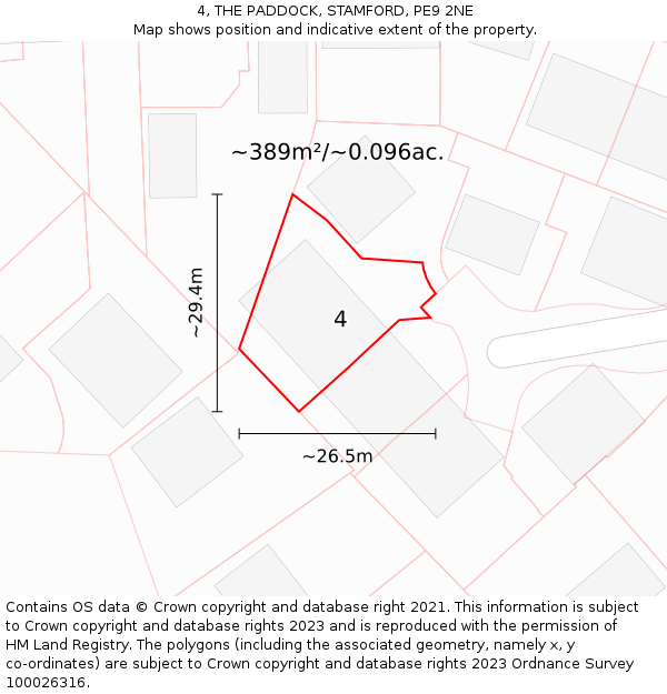 4, THE PADDOCK, STAMFORD, PE9 2NE: Plot and title map