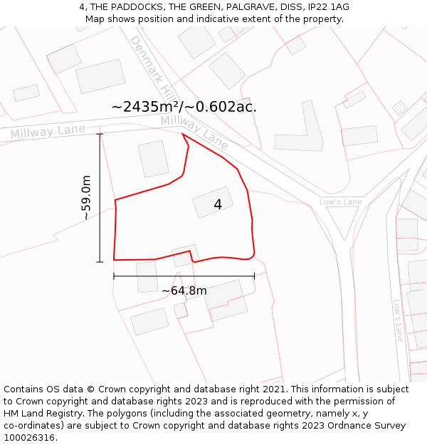 4, THE PADDOCKS, THE GREEN, PALGRAVE, DISS, IP22 1AG: Plot and title map