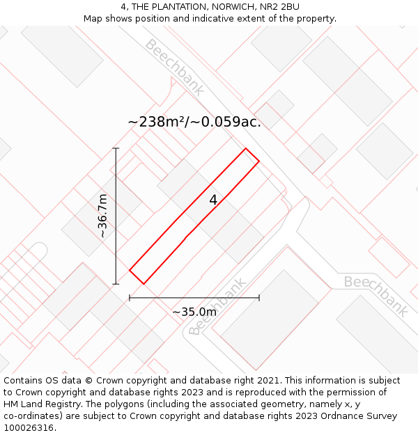 4, THE PLANTATION, NORWICH, NR2 2BU: Plot and title map