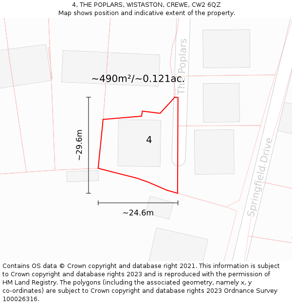 4, THE POPLARS, WISTASTON, CREWE, CW2 6QZ: Plot and title map