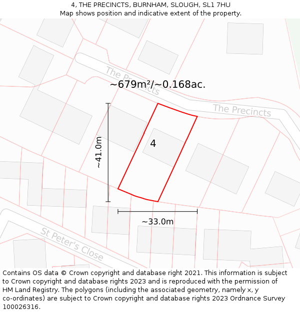 4, THE PRECINCTS, BURNHAM, SLOUGH, SL1 7HU: Plot and title map