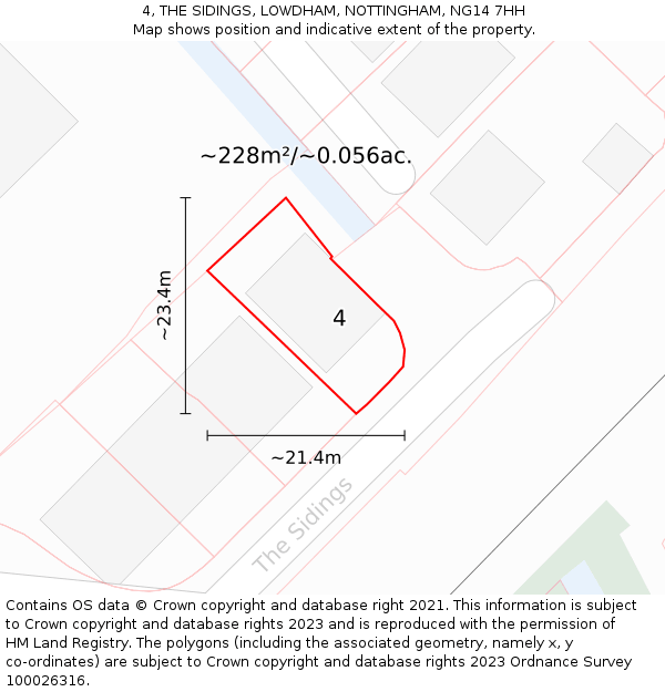 4, THE SIDINGS, LOWDHAM, NOTTINGHAM, NG14 7HH: Plot and title map