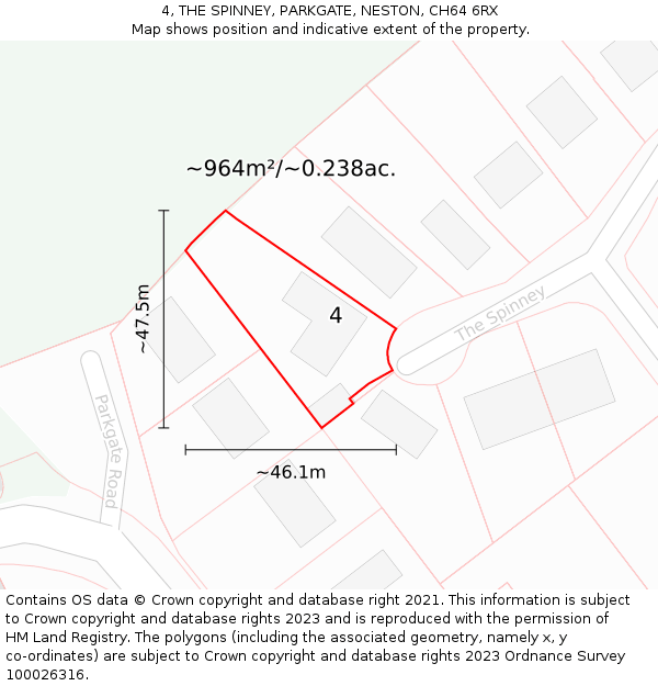 4, THE SPINNEY, PARKGATE, NESTON, CH64 6RX: Plot and title map