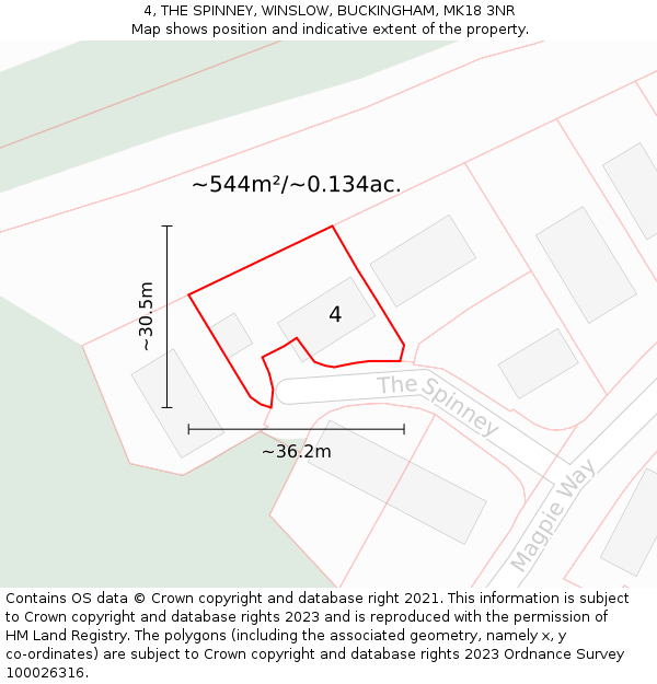 4, THE SPINNEY, WINSLOW, BUCKINGHAM, MK18 3NR: Plot and title map