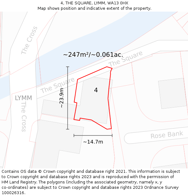 4, THE SQUARE, LYMM, WA13 0HX: Plot and title map