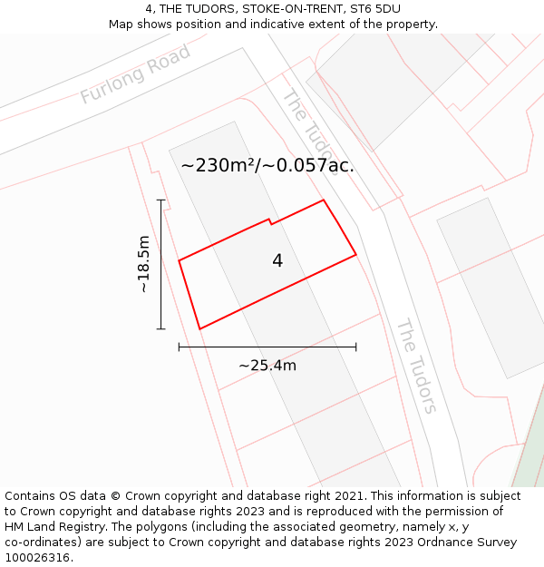 4, THE TUDORS, STOKE-ON-TRENT, ST6 5DU: Plot and title map