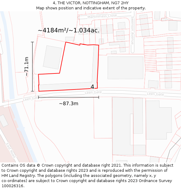 4, THE VICTOR, NOTTINGHAM, NG7 2HY: Plot and title map