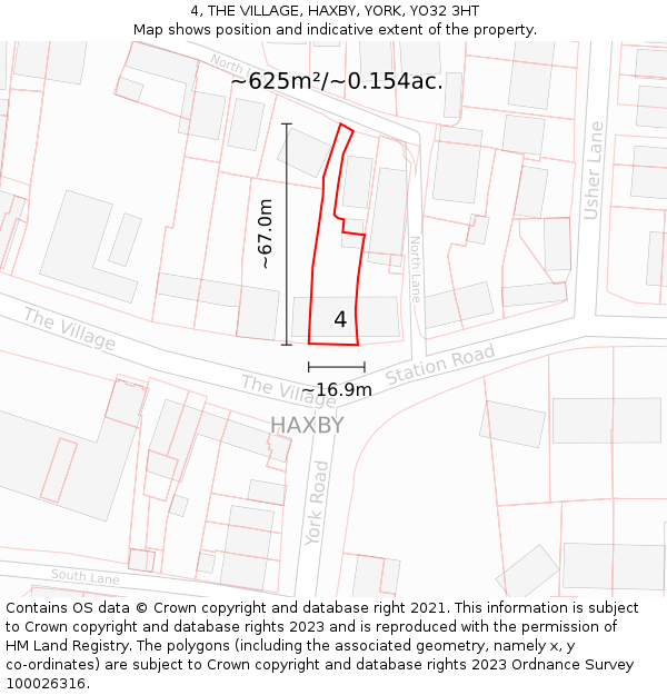 4, THE VILLAGE, HAXBY, YORK, YO32 3HT: Plot and title map