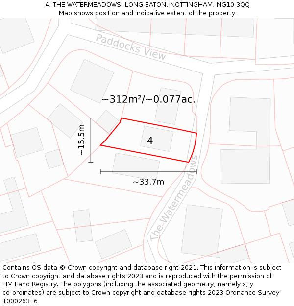 4, THE WATERMEADOWS, LONG EATON, NOTTINGHAM, NG10 3QQ: Plot and title map