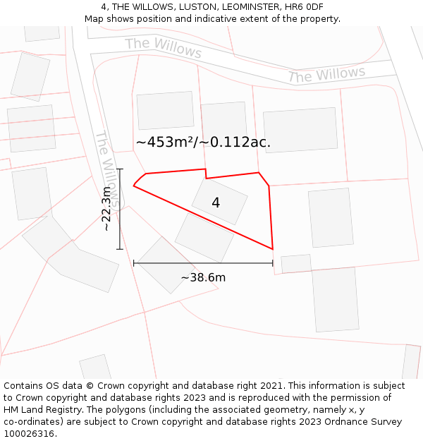 4, THE WILLOWS, LUSTON, LEOMINSTER, HR6 0DF: Plot and title map