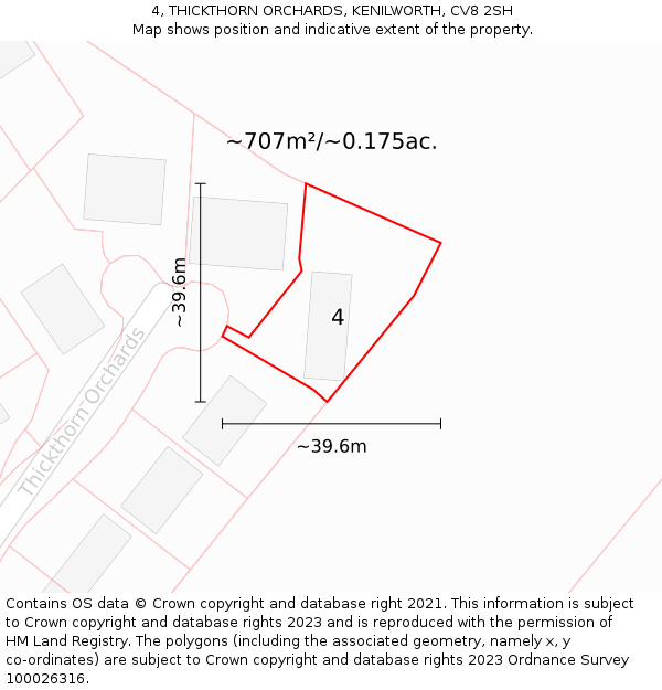 4, THICKTHORN ORCHARDS, KENILWORTH, CV8 2SH: Plot and title map