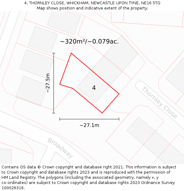 4, THORNLEY CLOSE, WHICKHAM, NEWCASTLE UPON TYNE, NE16 5TG: Plot and title map