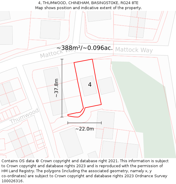 4, THUMWOOD, CHINEHAM, BASINGSTOKE, RG24 8TE: Plot and title map