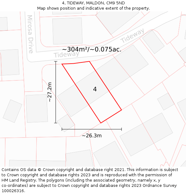 4, TIDEWAY, MALDON, CM9 5ND: Plot and title map