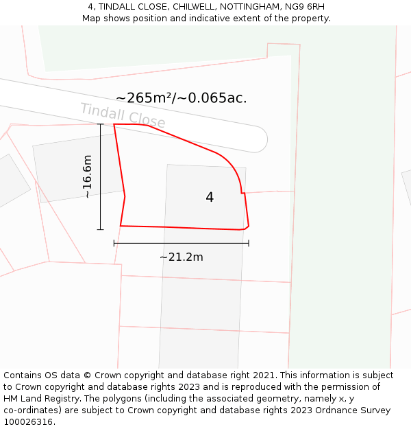 4, TINDALL CLOSE, CHILWELL, NOTTINGHAM, NG9 6RH: Plot and title map