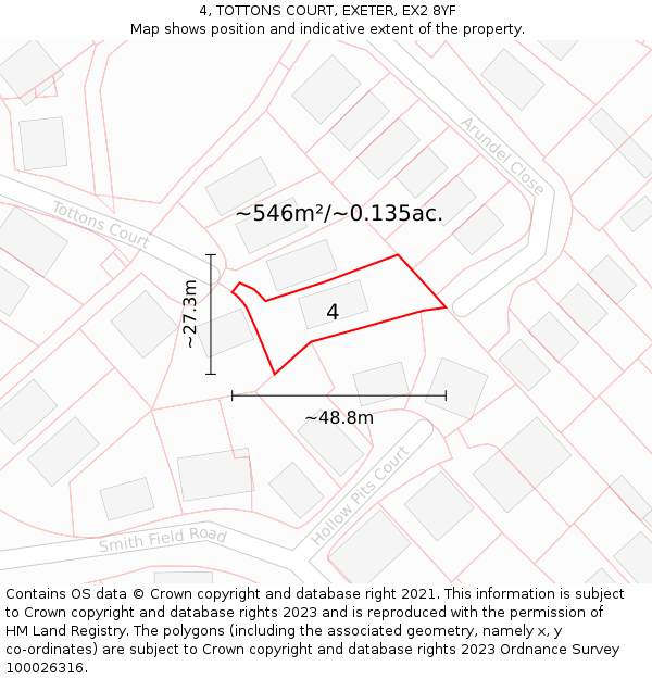 4, TOTTONS COURT, EXETER, EX2 8YF: Plot and title map