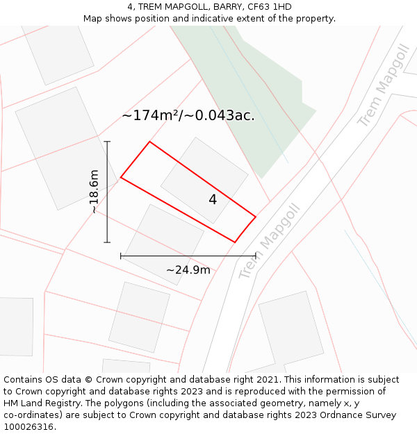 4, TREM MAPGOLL, BARRY, CF63 1HD: Plot and title map