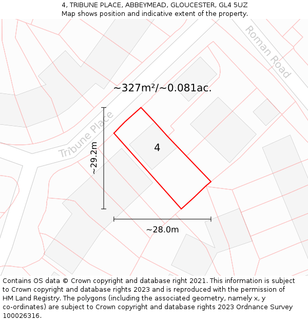 4, TRIBUNE PLACE, ABBEYMEAD, GLOUCESTER, GL4 5UZ: Plot and title map