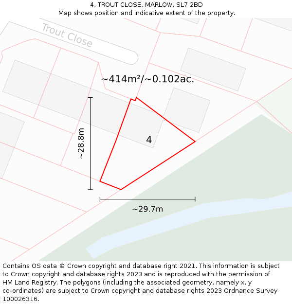 4, TROUT CLOSE, MARLOW, SL7 2BD: Plot and title map