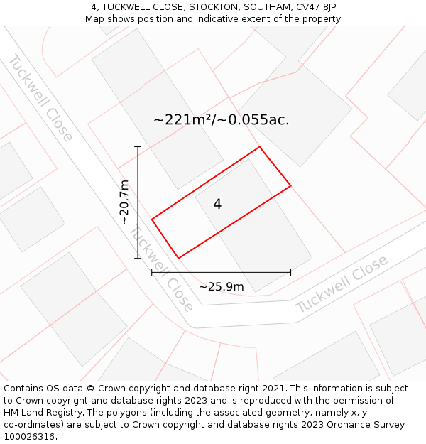 4, TUCKWELL CLOSE, STOCKTON, SOUTHAM, CV47 8JP: Plot and title map