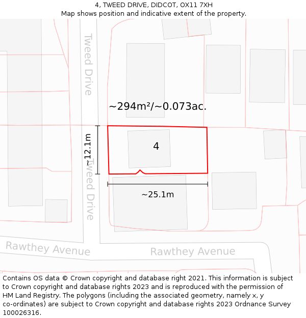 4, TWEED DRIVE, DIDCOT, OX11 7XH: Plot and title map