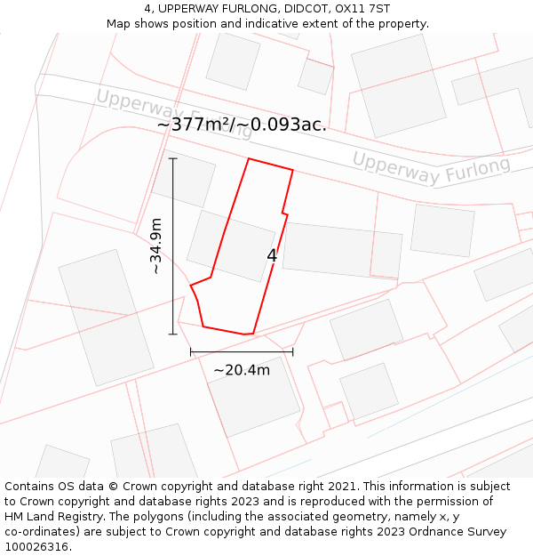 4, UPPERWAY FURLONG, DIDCOT, OX11 7ST: Plot and title map