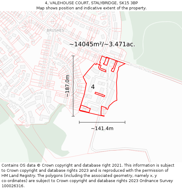 4, VALEHOUSE COURT, STALYBRIDGE, SK15 3BP: Plot and title map