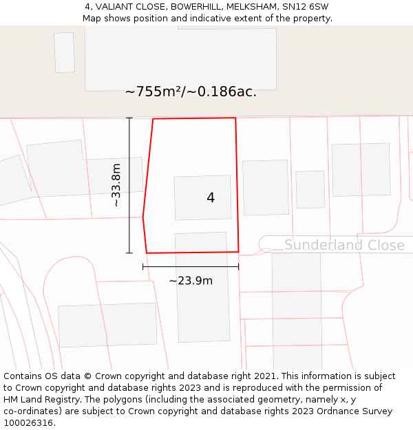 4, VALIANT CLOSE, BOWERHILL, MELKSHAM, SN12 6SW: Plot and title map