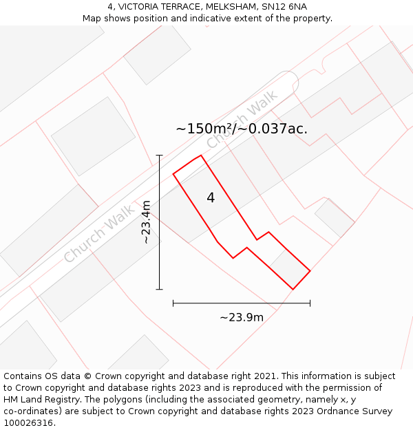 4, VICTORIA TERRACE, MELKSHAM, SN12 6NA: Plot and title map