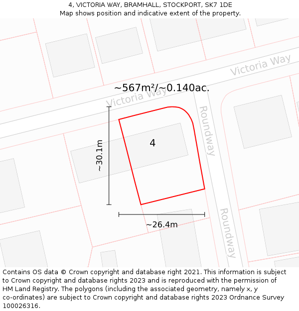 4, VICTORIA WAY, BRAMHALL, STOCKPORT, SK7 1DE: Plot and title map