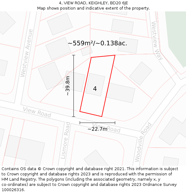 4, VIEW ROAD, KEIGHLEY, BD20 6JE: Plot and title map