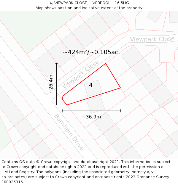 4, VIEWPARK CLOSE, LIVERPOOL, L16 5HG: Plot and title map