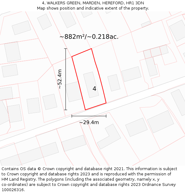 4, WALKERS GREEN, MARDEN, HEREFORD, HR1 3DN: Plot and title map