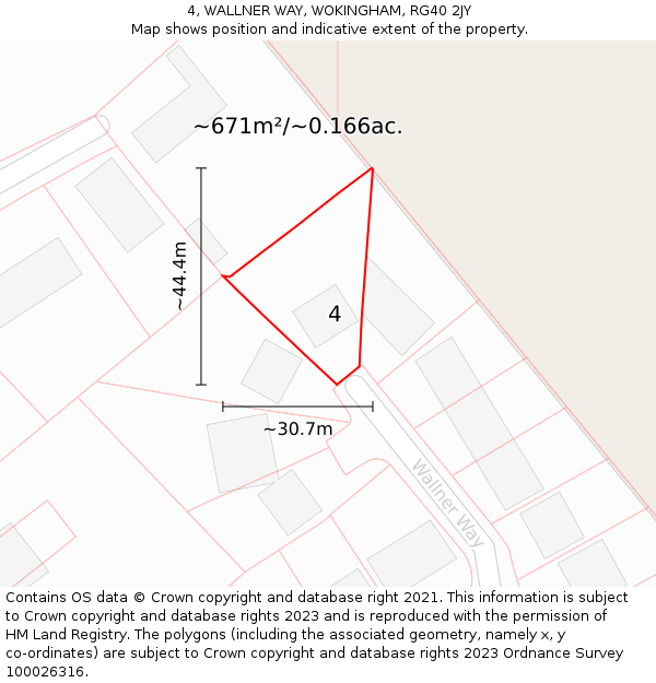 4, WALLNER WAY, WOKINGHAM, RG40 2JY: Plot and title map