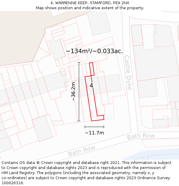 4, WARRENNE KEEP, STAMFORD, PE9 2NX: Plot and title map