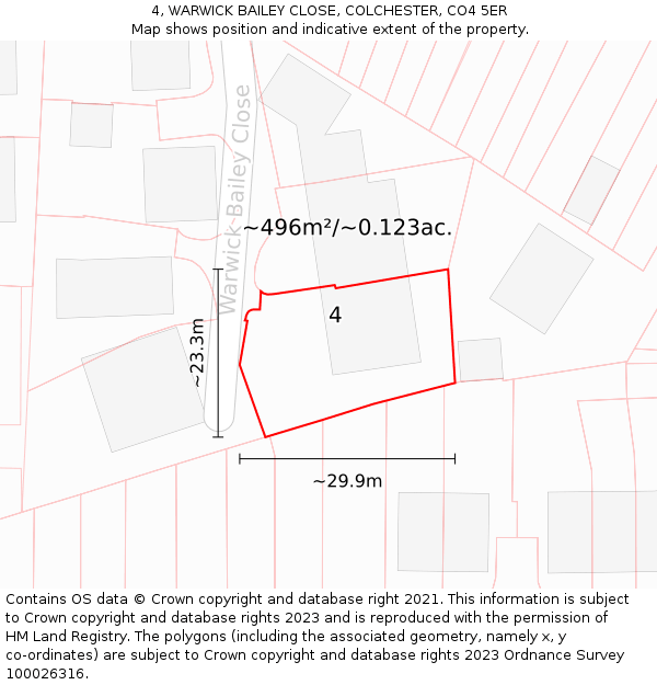 4, WARWICK BAILEY CLOSE, COLCHESTER, CO4 5ER: Plot and title map