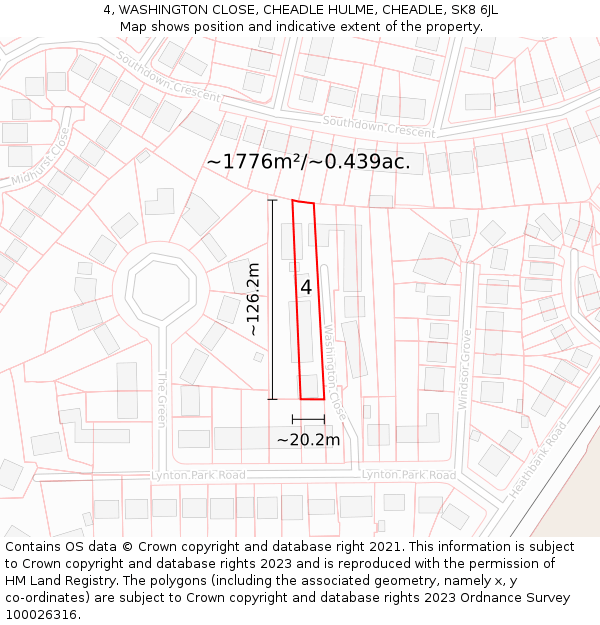 4, WASHINGTON CLOSE, CHEADLE HULME, CHEADLE, SK8 6JL: Plot and title map