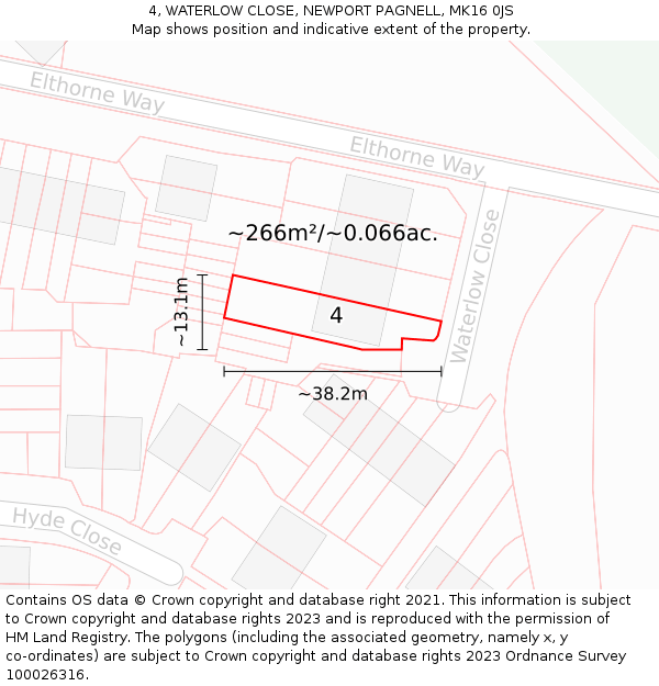 4, WATERLOW CLOSE, NEWPORT PAGNELL, MK16 0JS: Plot and title map