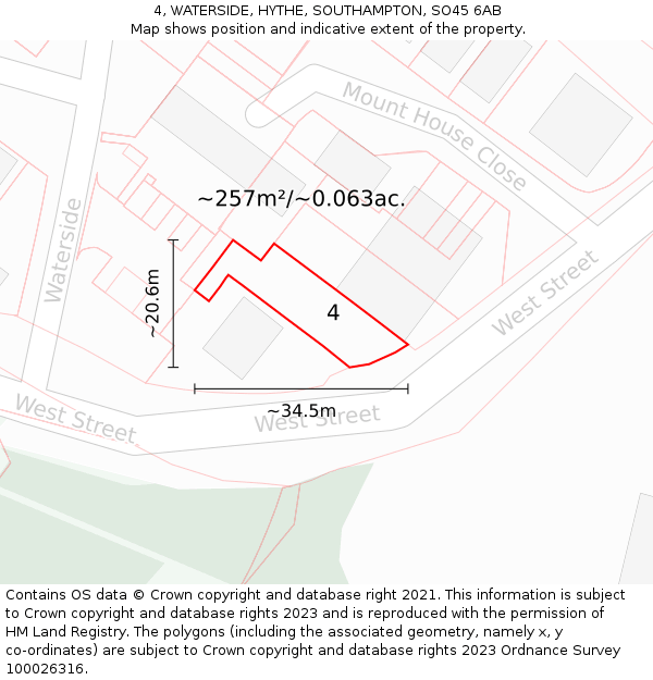 4, WATERSIDE, HYTHE, SOUTHAMPTON, SO45 6AB: Plot and title map