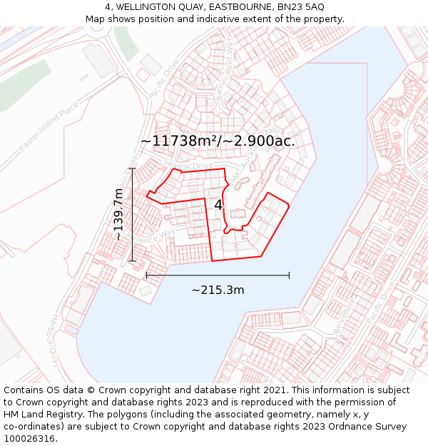 4, WELLINGTON QUAY, EASTBOURNE, BN23 5AQ: Plot and title map