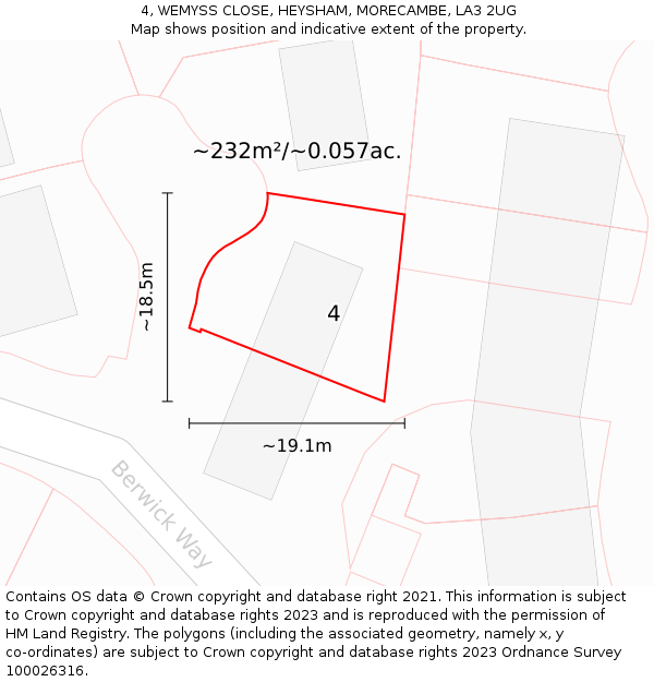 4, WEMYSS CLOSE, HEYSHAM, MORECAMBE, LA3 2UG: Plot and title map